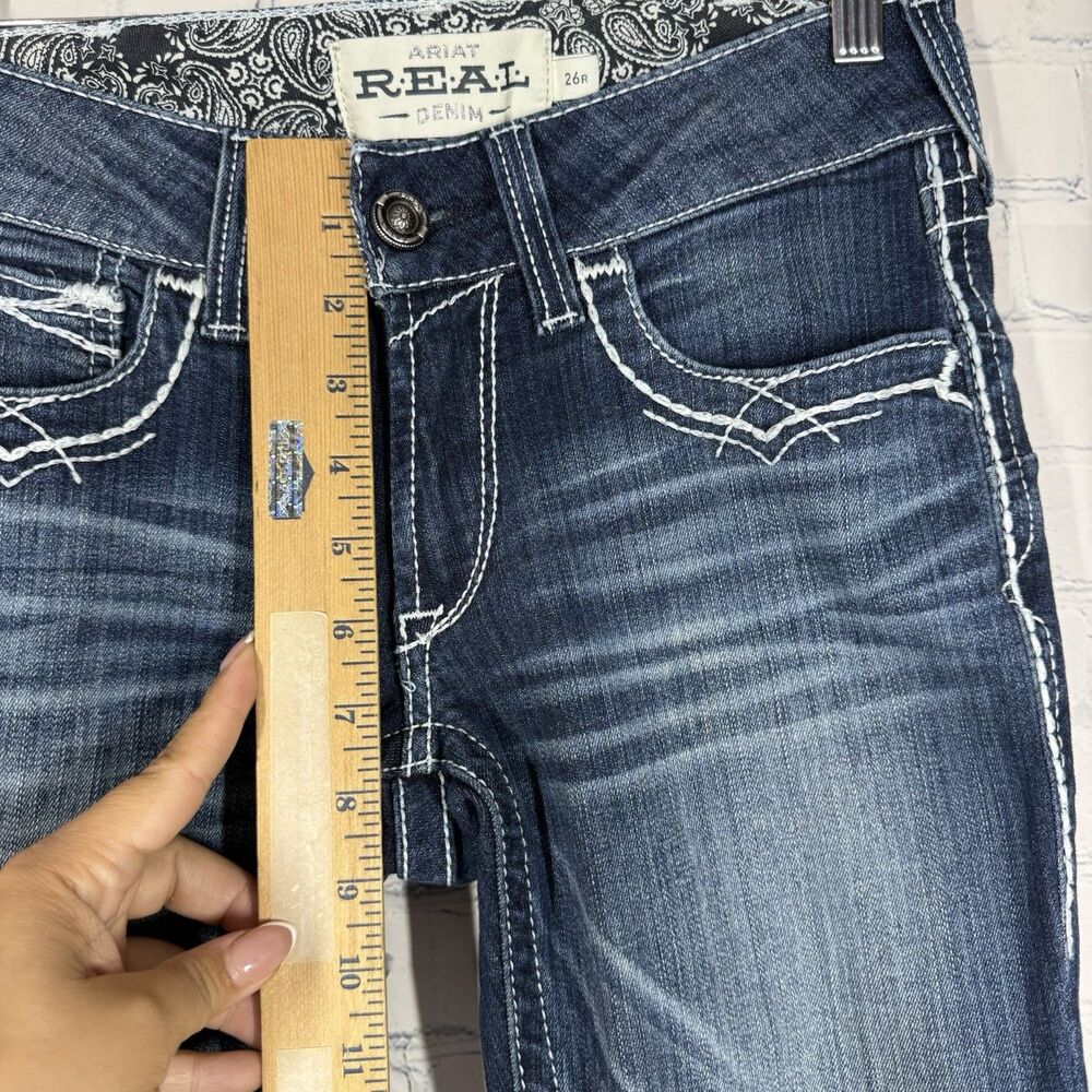 Ariat Real Denim Jeans 26 R Blue Western Cowgirl Low Rise Straight Waistband - Picture 9 of 15